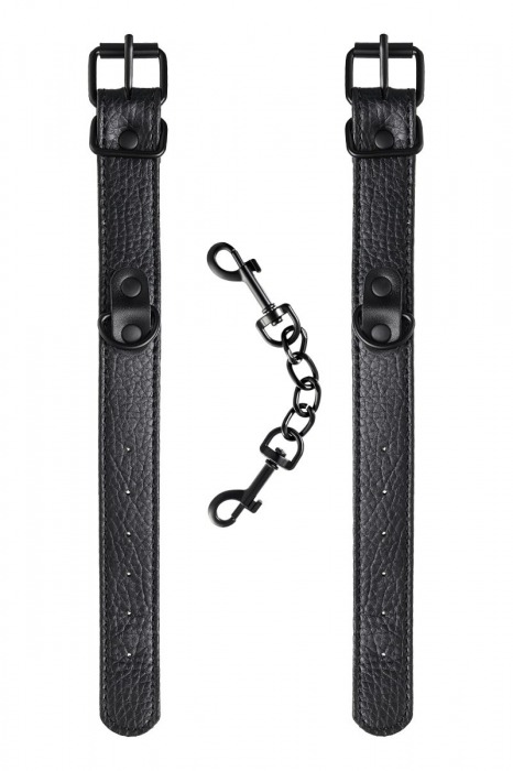 Узкие черные наручники на сцепке - ToyFa - купить с доставкой в Орске Узкие черные наручники на сцепке - ToyFa - купить с доставкой в Орске
