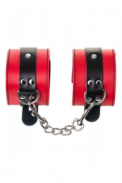 Красно-черные оковы на ноги из кожи - ToyFa - купить с доставкой в Орске
