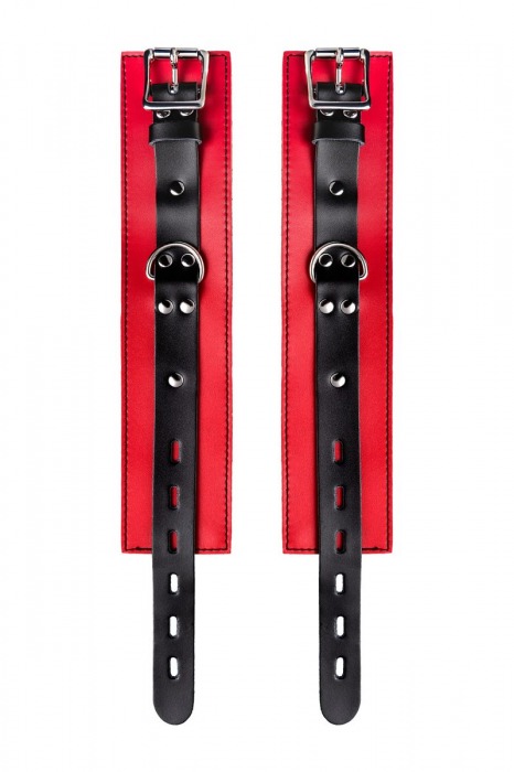 Красно-черные оковы на ноги из кожи - ToyFa - купить с доставкой в Орске