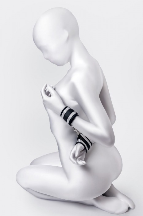 Серебристо-черные наручники Anonymo - ToyFa - купить с доставкой в Орске