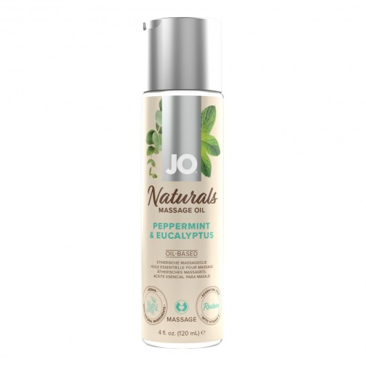 Массажное масло с ароматом перечной мяты и эвкалипта JO Naturals Peppermint   Eucalyptus - 120 мл. - System JO - купить с доставкой в Орске