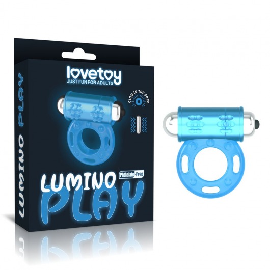 Голубое, светящееся в темноте эрекционное виброкольцо Lumino Play Vibrating Penis Ring - Lovetoy - в Орске купить с доставкой