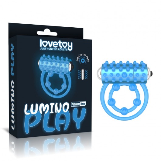 Голубое, светящееся в темноте виброкольцо Lumino Play Vibrating Penis Ring - Lovetoy - в Орске купить с доставкой