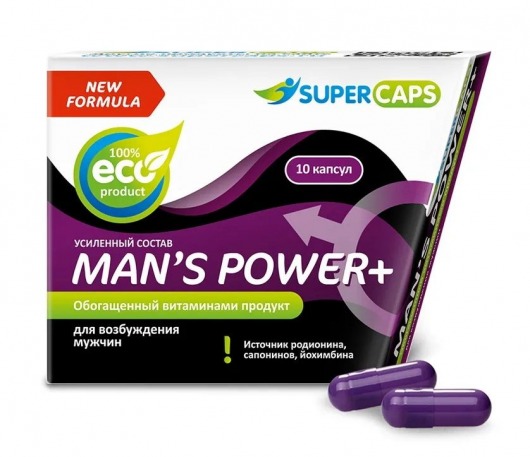 Возбуждающее средство для мужчин Mans Power plus - 10 капсул (0,35 гр.) +1 в подарок - SuperCaps - купить с доставкой в Орске