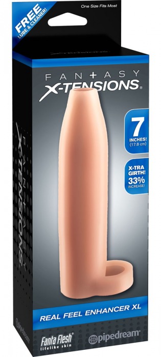 Телесная насадка Real Feel Enhancer XL - 17 см. - Pipedream - в Орске купить с доставкой