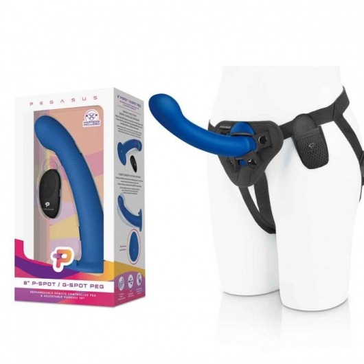 Синяя насадка Remote Control P-Spot G-Spot с черными трусиками - 20 см. - Pegasus - купить с доставкой в Орске