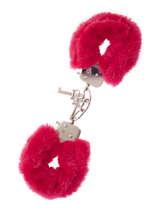 Металлические наручники с красной меховой опушкой METAL HANDCUFF WITH PLUSH RED - Dream Toys - купить с доставкой в Орске