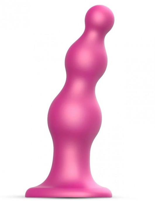 Розовая насадка Strap-On-Me Dildo Plug Beads size S - Strap-on-me - купить с доставкой в Орске