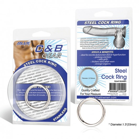 Стальное эрекционное кольцо STEEL COCK RING - 3.5 см. - BlueLine - в Орске купить с доставкой