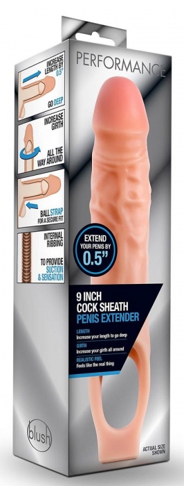 Телесная насадка на пенис 9 Inch Cock Sheath Extender - 22,2 см. - Blush Novelties - в Орске купить с доставкой