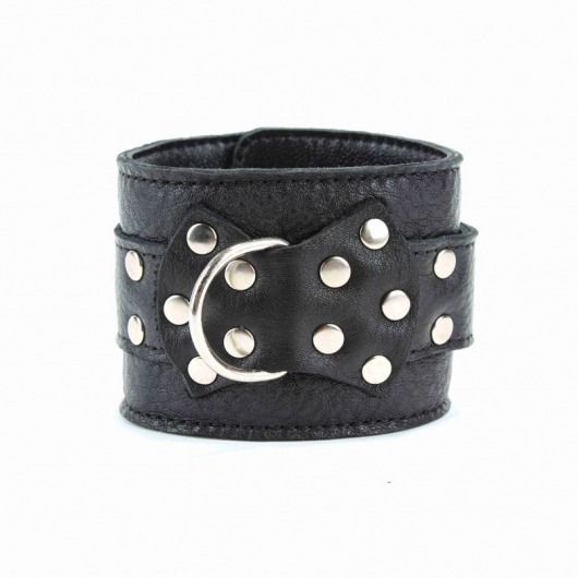 Чёрные кожаные оковы с клепками - БДСМ Арсенал - купить с доставкой в Орске