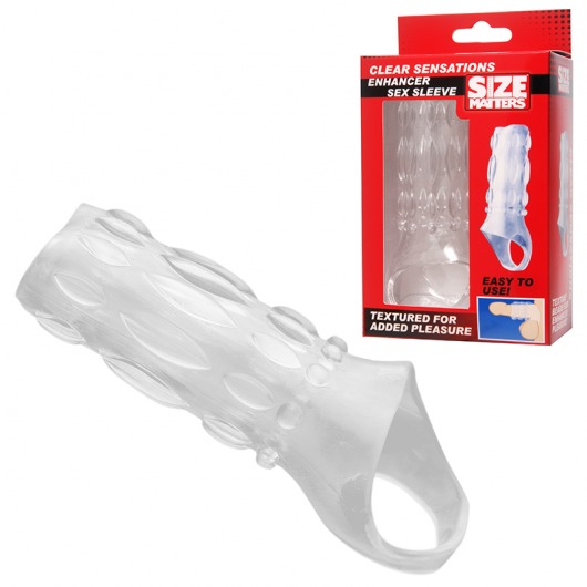Насадка на пенис с кольцом для мошонки Clear Sensations Enhancer Sex Sleeve - 11,5 см. - XR Brands - в Орске купить с доставкой