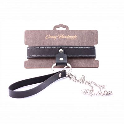 Узкий однослойный ошейник с поводком - Crazy Handmade - купить с доставкой в Орске