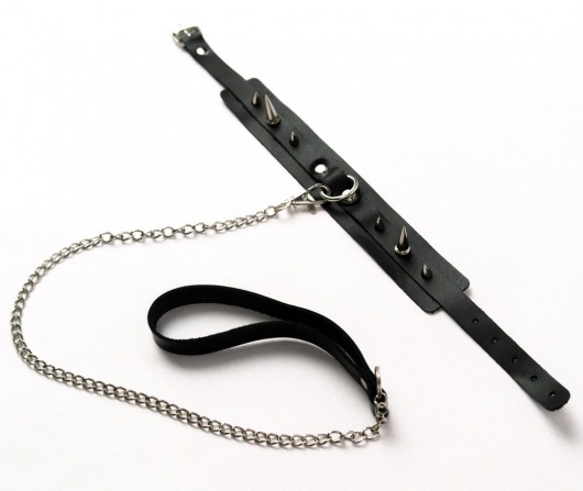 Черный ошейник с шипами и поводком - Crazy Handmade - купить с доставкой в Орске