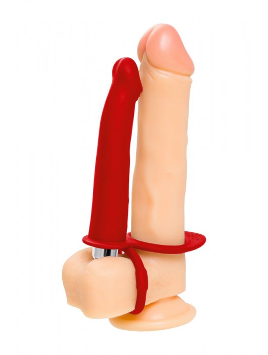 Красная насадка на пенис для двойного проникновения - 19 см. - ToyFa - купить с доставкой в Орске