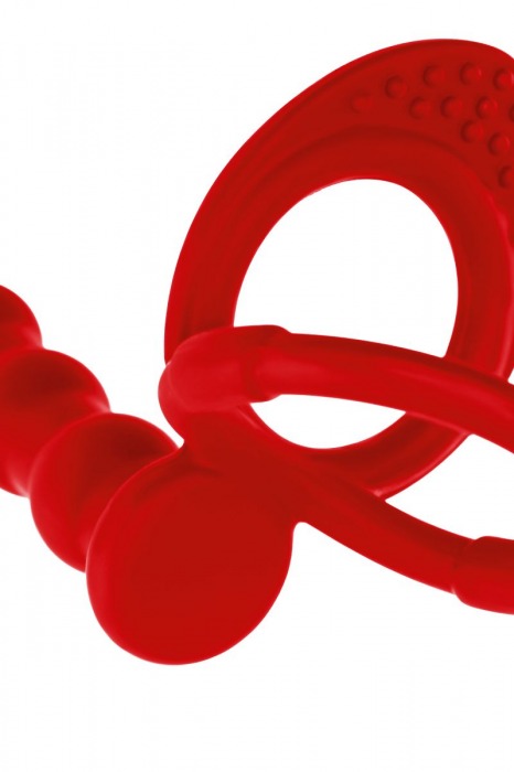 Красная насадка на пенис для двойного проникновения - 19,5 см. - ToyFa - купить с доставкой в Орске