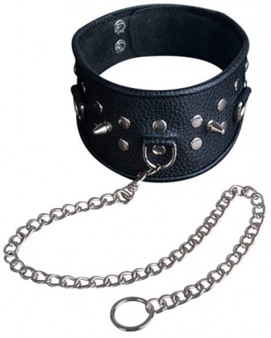 Чёрный ошейник из кожи - Sitabella - купить с доставкой в Орске