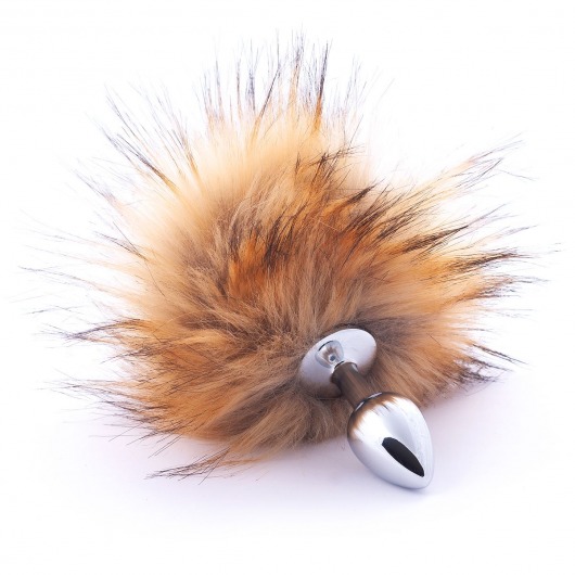 Серебристая анальная пробка с коричневым хвостиком - Crazy Handmade в Орске Серебристая анальная пробка с коричневым хвостиком - Crazy Handmade