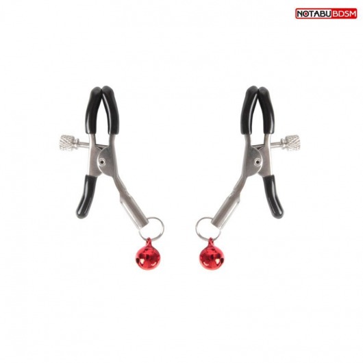 Серебристые зажимы на соски с шариками - Notabu - купить с доставкой в Орске