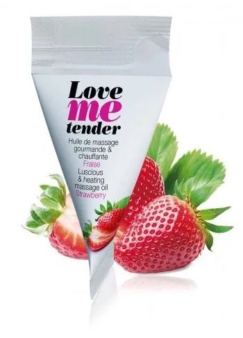 Съедобное согревающее массажное масло Love Me Tender Strawberry с ароматом клубники - 10 мл. - Love to Love - купить с доставкой в Орске