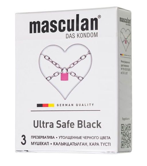 Ультрапрочные презервативы Masculan Ultra Safe Black - 3 шт. - Masculan - купить с доставкой в Орске