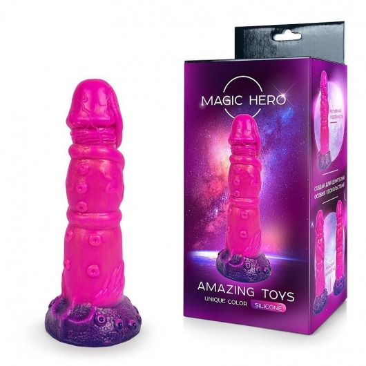 Розовый рельефный фантазийный фаллоимитатор - 20 см. - Bior toys - купить с доставкой в Орске