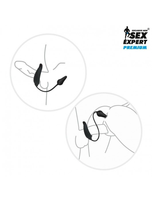 Черная вибронасадка Sex Expert с анальной втулкой - Sex Expert - в Орске купить с доставкой