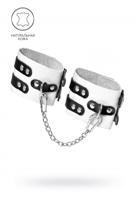 Бело-черные оковы с двумя ремешками и люверсами - Pecado - купить с доставкой в Орске