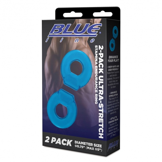 Комплект из двух колец для пениса 2-Pack Ultra-Stretch Stamina Endurance Ring - BlueLine - в Орске купить с доставкой
