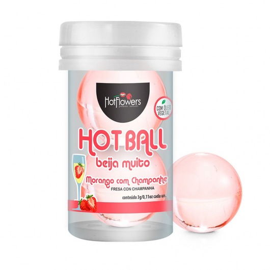 Лубрикант на масляной основе Hot Ball Beija Muito с ароматом клубники и шампанского (2 шарика по 3 гр.) - HotFlowers - купить с доставкой в Орске