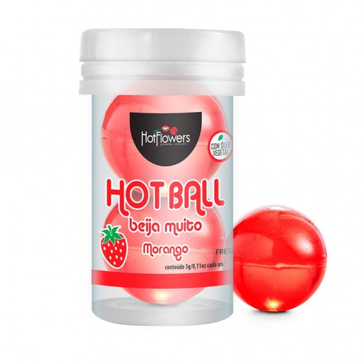 Лубрикант на масляной основе Hot Ball Beija Muito с ароматом клубники (2 шарика по 3 гр.) - HotFlowers - купить с доставкой в Орске