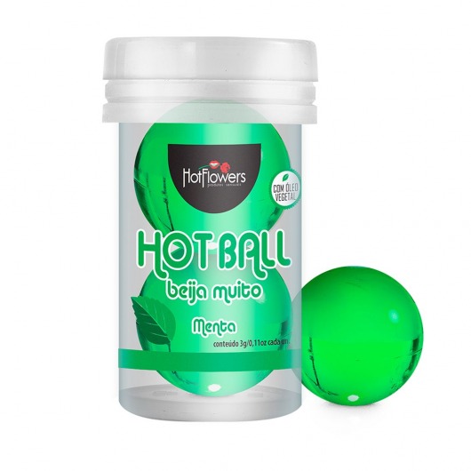 Лубрикант на масляной основе Hot Ball Beija Muito с ароматом мяты (2 шарика по 3 гр.) - HotFlowers - купить с доставкой в Орске