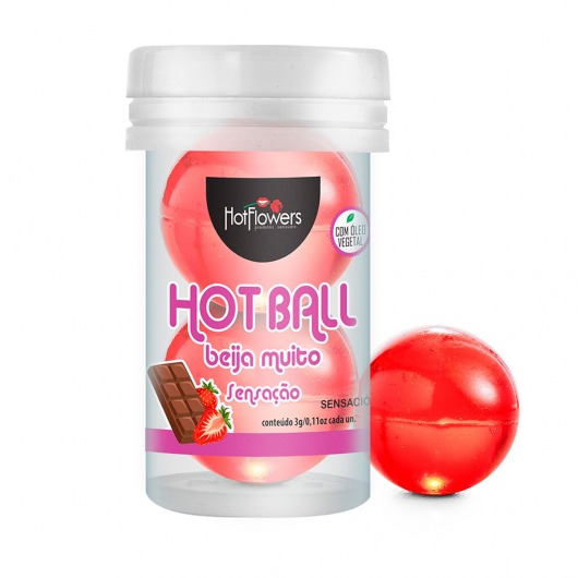 Лубрикант на масляной основе Hot Ball Beija Muito с ароматом шоколада и клубники (2 шарика по 3 гр.) - HotFlowers - купить с доставкой в Орске