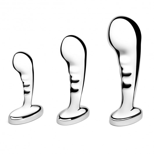 Набор из 3 стальных стимуляторов простаты Stainless Steel P-spot Training Set - b-Vibe - в Орске купить с доставкой