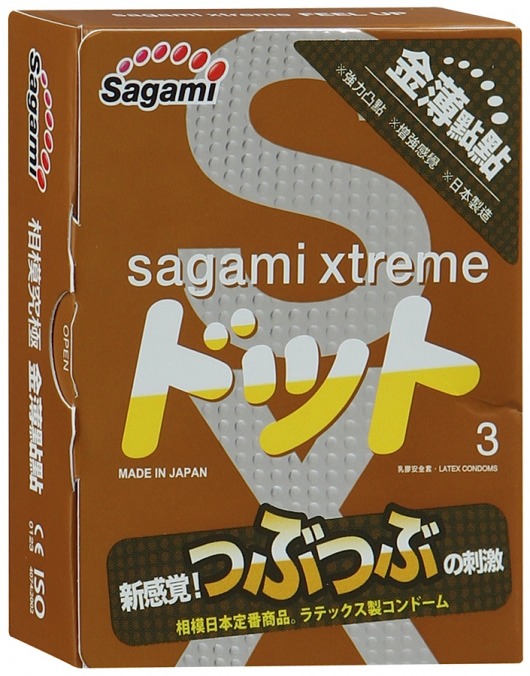 Презервативы Sagami Xtreme FEEL UP с точечной текстурой и линиями прилегания - 3 шт. - Sagami - купить с доставкой в Орске