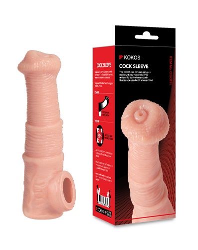 Телесная фантазийная насадка на член Cock Sleeve Size M - KOKOS - в Орске купить с доставкой