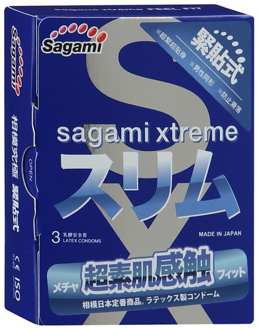 Розовые презервативы Sagami Xtreme FEEL FIT 3D - 3 шт. - Sagami - купить с доставкой в Орске