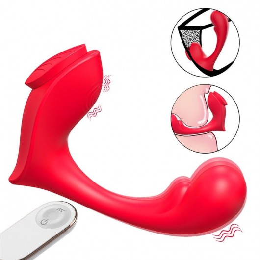 Красный вибромассажер в трусики Love-RCT - 13,1 см. - S-HANDE