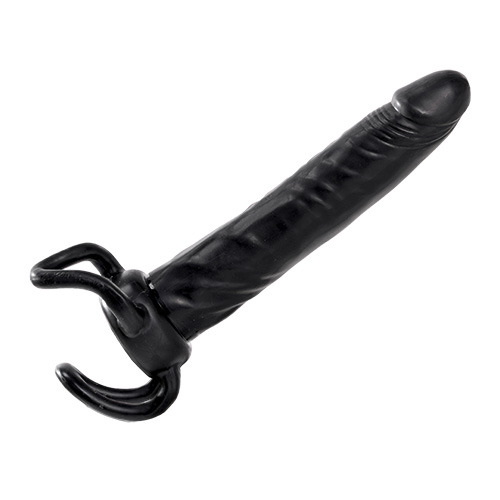 Чёрная насадка-фаллос для двойного проникновения INFLATABLE DILDO SLIM DONG  - 13,5 см. - Toyz4lovers - в Орске купить с доставкой