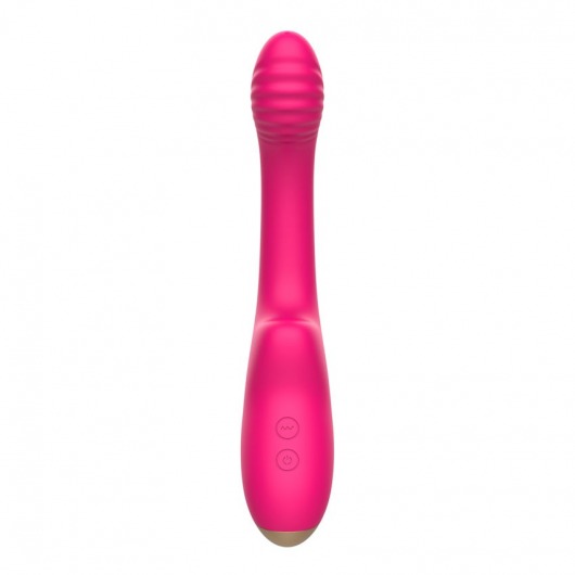 Розовый изогнутый ребристый вибромассажер - 21 см. - I-MOON