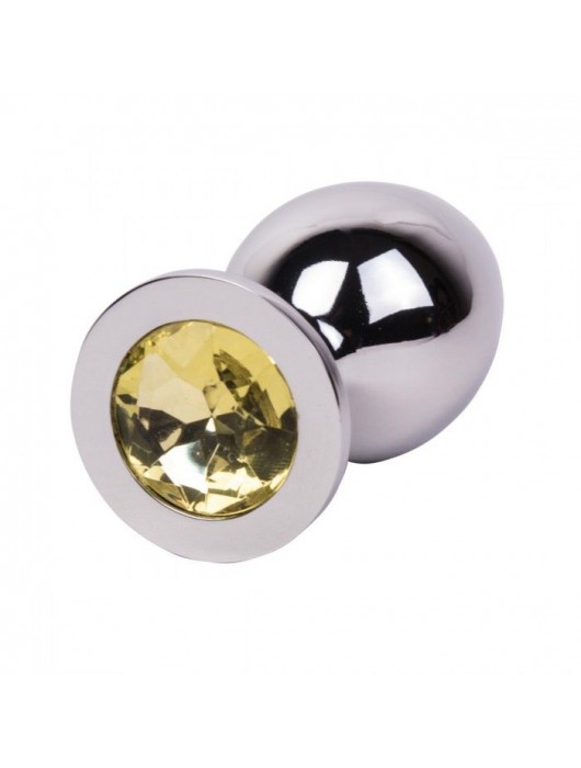 Большой стальной плаг с желтым кристаллом Sweet Lemon - 9,5 см. - Erotic Fantasy - купить с доставкой в Орске