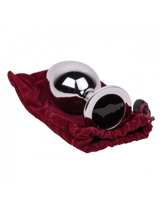 Большой стальной плаг с черным кристаллом Black Rave - 9,5 см. - Erotic Fantasy - купить с доставкой в Орске