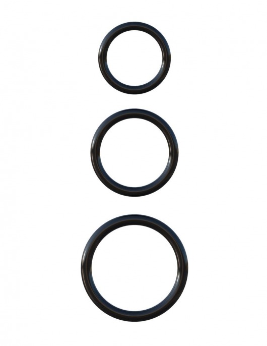Набор из трех черных эрекционных колец Silicone 3-Ring Stamina Set - Pipedream - в Орске купить с доставкой