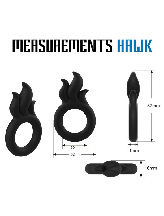 Черное эрекционное кольцо-пламя Rooster Hawk - Velv or - в Орске купить с доставкой