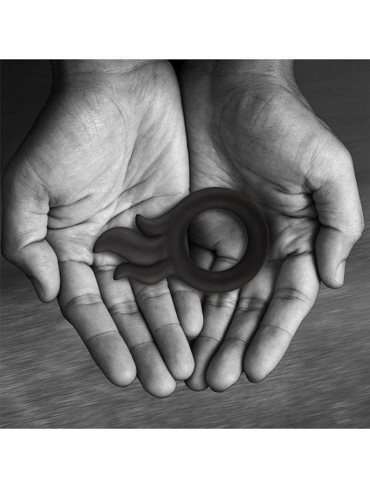 Черное эрекционное кольцо-пламя Rooster Hawk - Velv or - в Орске купить с доставкой