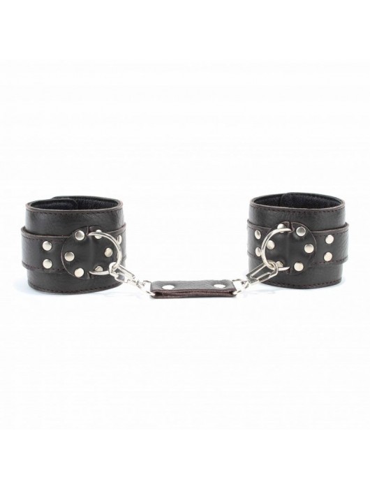 Коричневые оковы из мягкой кожи на металлической цепочке - БДСМ Арсенал - купить с доставкой в Орске