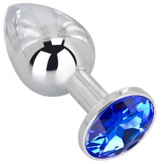 Анальное украшение BUTT PLUG  Small с синим кристаллом - 7 см. - Anal Jewelry Plug - купить с доставкой в Орске