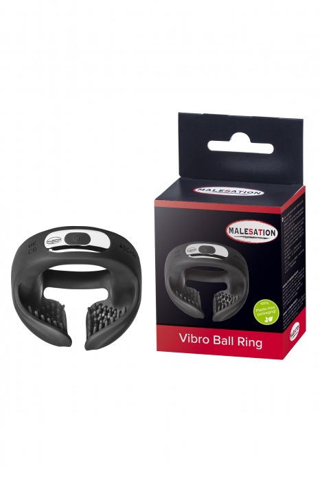 Черное эрекционное виброкольцо для пениса и мошонки Vibro Ball Ring - MALESATION - в Орске купить с доставкой