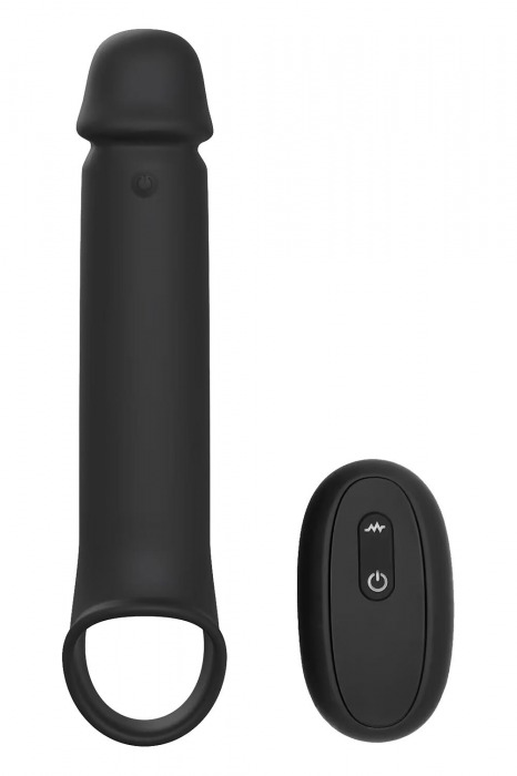 Черная насадка-удлинитель с вибрацией Vibrating Extender With Remote - Dream Toys - в Орске купить с доставкой