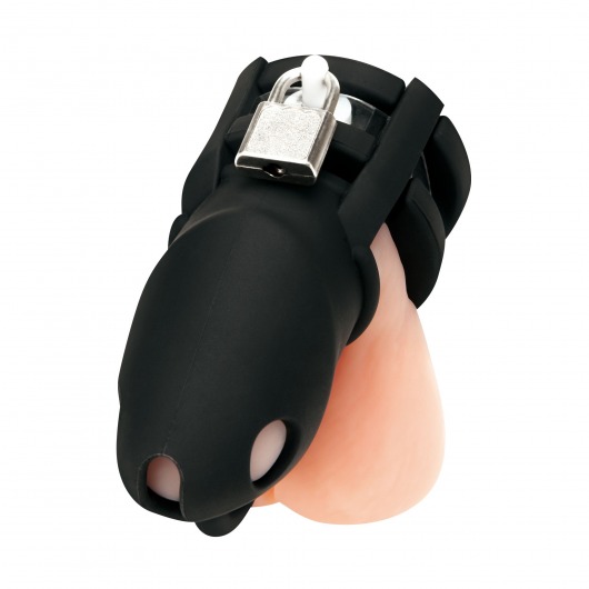 Черная клетка для пениса Silicone Small 2 in Cock Cage With Ball Divider - BlueLine - купить с доставкой в Орске